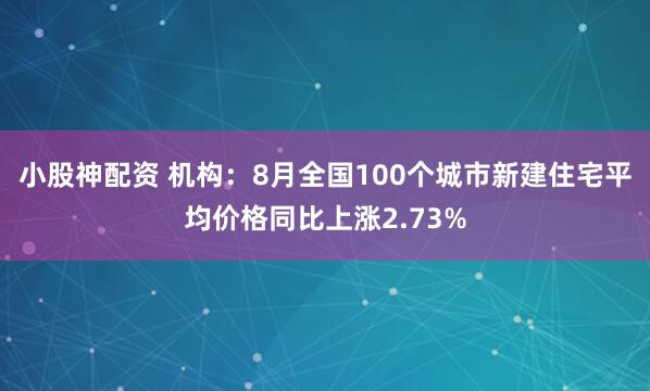 小股神配资 机构：8月全国100个城市新建住宅平均价格同比上涨2.73%